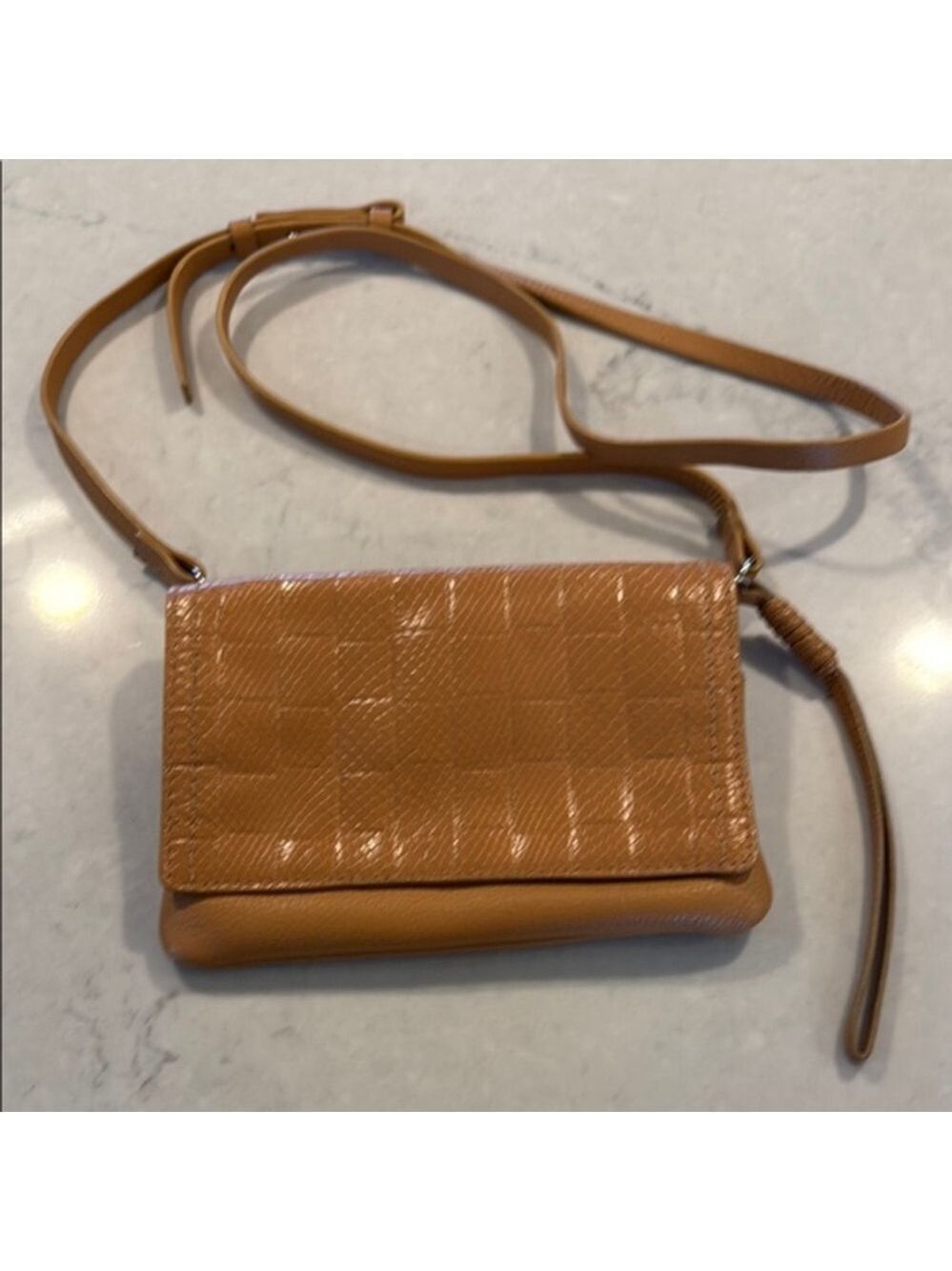Vince Camuto Tan Leather Quilted Crossbody Bag
